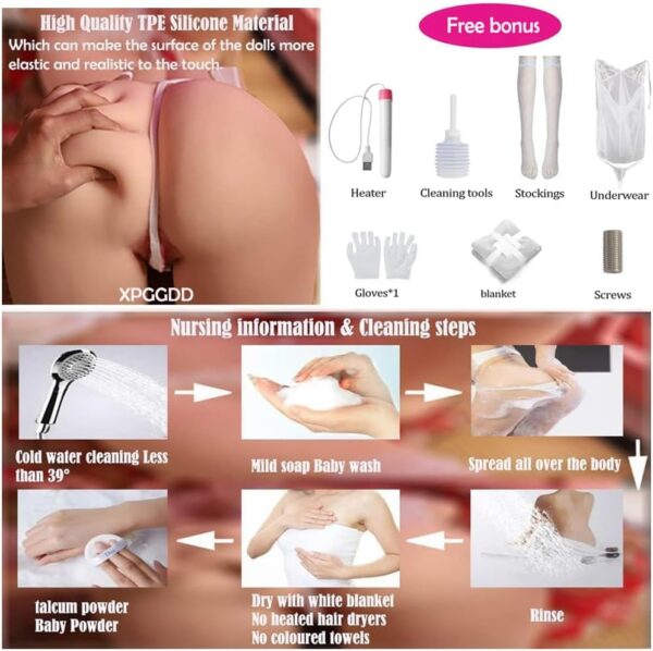 5FT Full Body Pure Silicone Sex Doll Adult Full Size Sex Dolls Life Size Sex Toy Women Female Torso Love Doll with Feet Standing Lifelike Jelly Breast & Shaking Butts Sex Toys Boutique (Boutique) - Image 6