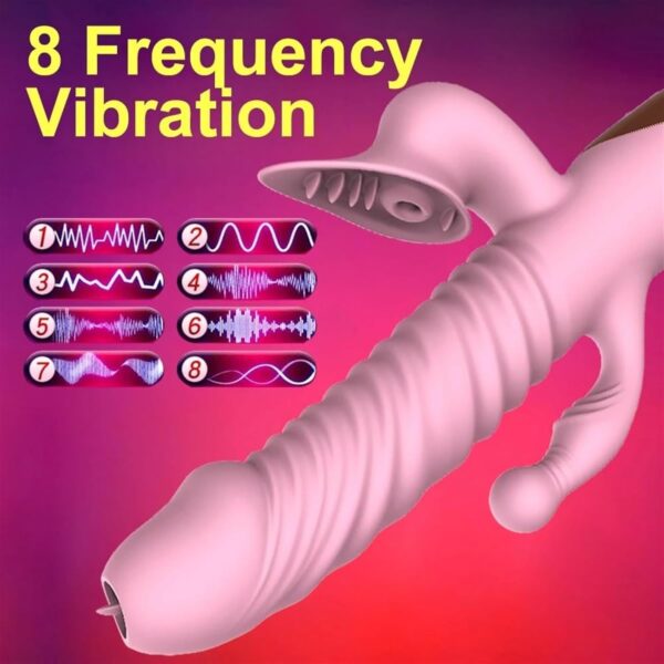 Rabbit Vibrator G-Spot Clitoris Tongue Licking Women, Sex Toys Vagina Dildo Vibrating Masturbation, Adult Powerful Dildo(Red) - Image 3