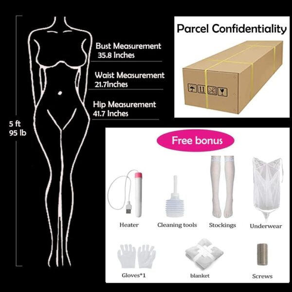 ​3 in 1 Realistic Love Doll Female Torso Sex Doll Male Masturbator Stroker with Big Boobs Ass Tight Vaginal and Anal Adult Sex Toy for Men Life Size Sex Doll 163CM/TAN - Image 4