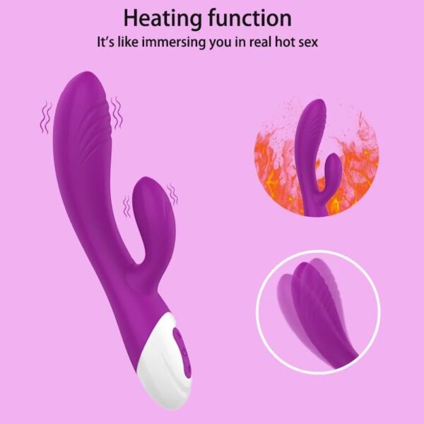 Vibrator Heating G Spot Powerful Dildo Women Rabbit Vibrator Dual Vibration Clitoris Vagina Massage for Women Masturbators Adult Sex Toys(Red) - Image 5