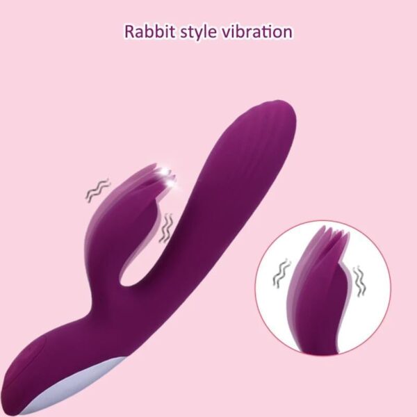 Vibrator Powerful G Spot Rabbit Vibrator for Women Clitoris Nipple Dual Massage Vagina Massage 2 in 1 Masturbator Dildo for Adult Sex Toys(Black) - Image 3