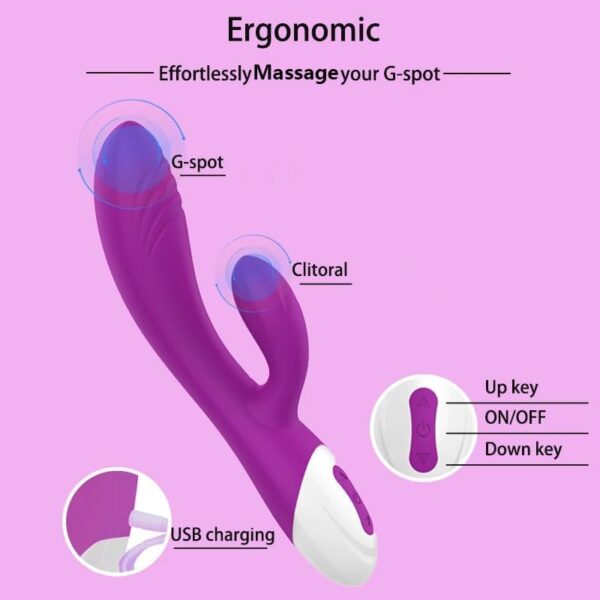 Vibrator Heating G Spot Powerful Dildo Women Rabbit Vibrator Dual Vibration Clitoris Vagina Massage for Women Masturbators Adult Sex Toys(Red) - Image 3