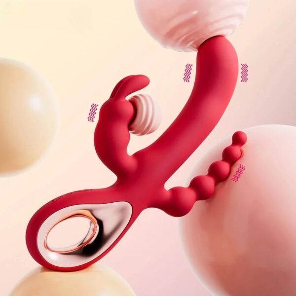 Vibrator Powerful 10 Modes G Spot Dildo Rabbit Vibrator for Women Massage Waterproof Women Vagina Clitoris Anal Massage Vibrator(Red) - Image 2