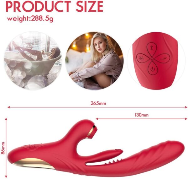 Flapping Vibrator Massager for Women: G Spot Rabbit Vibrator with 7 Vibration 7 Sucking Modes, Waterproof Clitoralis Stimulator, Rechargeable Adult Sex Toys for Women-Red - Image 3