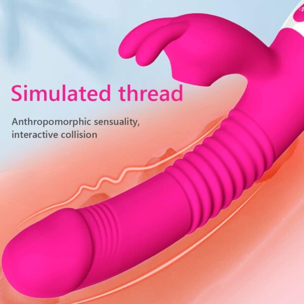 2022 New G-spot Rabbit Vibrator Female Penis, Rabbit Ear Licking Tongue Clitoris Stimulator Vibrating Penis Adult Sex Toy & Couple Game Multiple Vibration Modes can be Charged and Heated (B/Red) - Image 3