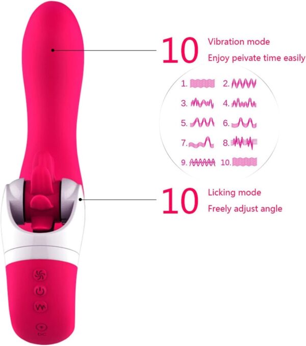 USB fast charging and IPX6 waterproof The right silicone G-spot vibrator for you, tongue licking dildo vibrator with 12 vibration modes and 12 tongue frequency modes clitoral vibrator sex toy for wome - Image 3