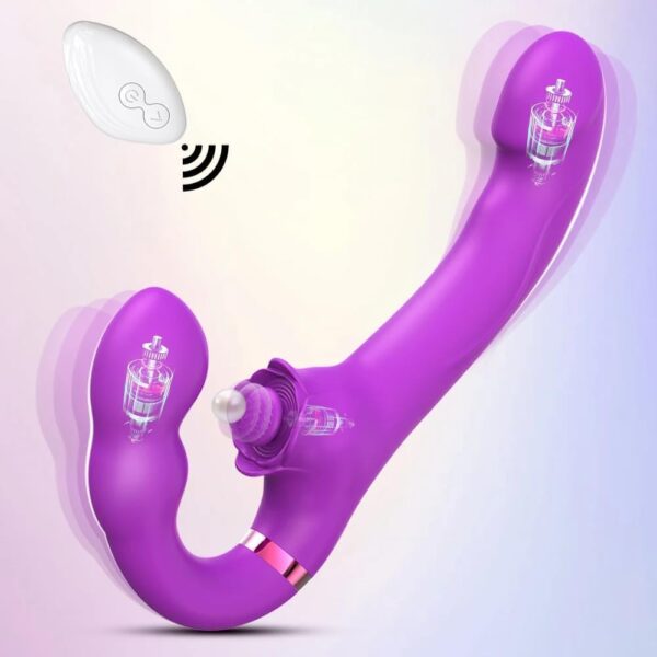 Vibrator 2 in 1 Flapping G Spot Dildo Vibrator for Women Control Clitoris Vaginal Massage Women Masturbator Adult Sex Toys Vibrator(Purple) - Image 3