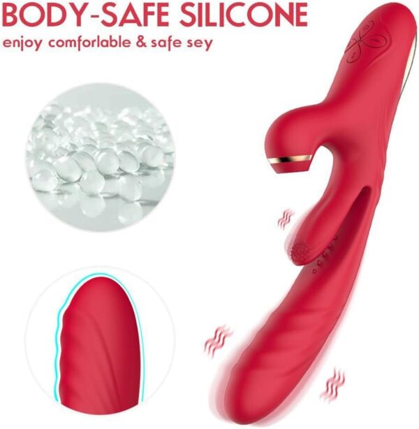 Flapping Vibrator Massager for Women: G Spot Rabbit Vibrator with 7 Vibration 7 Sucking Modes, Waterproof Clitoralis Stimulator, Rechargeable Adult Sex Toys for Women-Red - Image 5