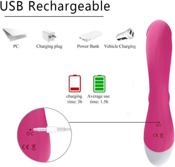 Vibrator Heating Dildo Rabbit Vibrator G Spot Vagina Vibrator Clitoris Massage for Women Masturbation Dual Vibration Sex Toys for Adults(Red) - Image 4