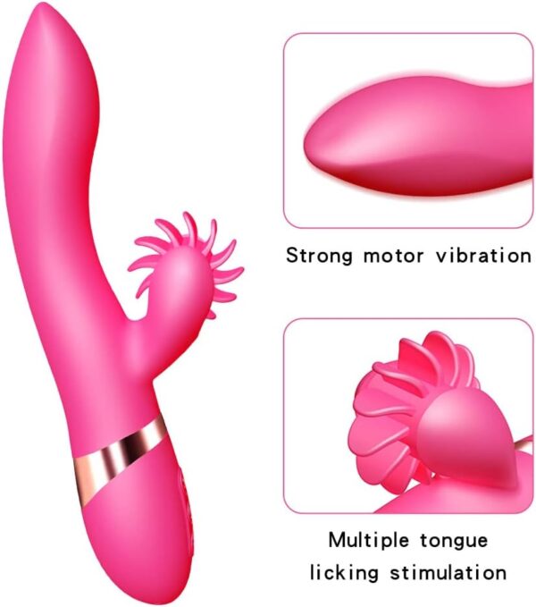 Vibrator Massager G Spot Clitorals Stimulator - 7-frequency vibration+7-frequency roller tongue licking modes, Quiet Waterproof Vibrator, Adult Sex Toys for Women (Pink) - Image 4