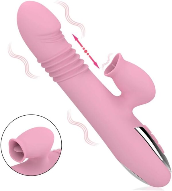 Silent Vibrating Clitoral Licking Vibrator Heating Dildo Vibrator Waterproof Clitoris Massage with 7 Patterns G Spot Vibrator for Women Couples - Image 2