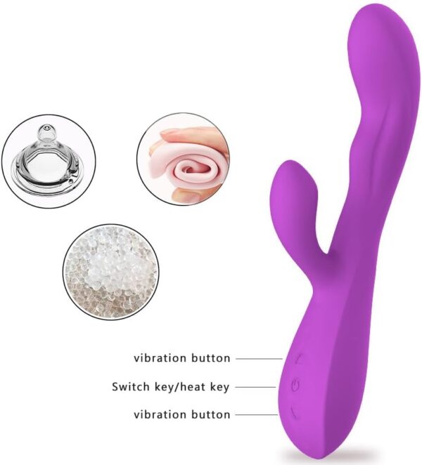 Vibrator Heating Dual Motor Vibration Dildo Massage for Women Tapping G-spot Masturbator Heating Dildos Vagina Clitoris Massage Rabbit Vibrator(Pink) - Image 3