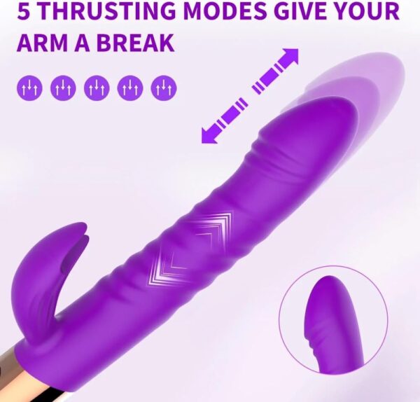 Vibrator Powerful Rabbit Vibrator Heating G Spot Dildo Vibrator Anal Clit Massage Women Masturbation Sex Toys for Woman(Purple) - Image 3