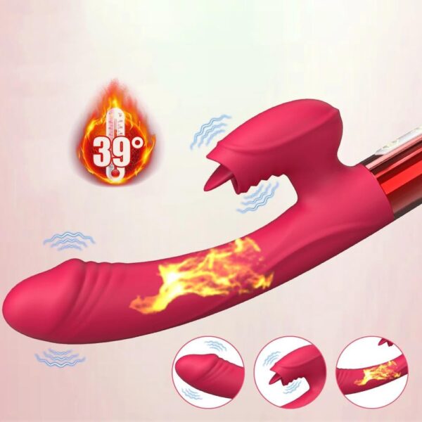 Vibrator Powerful Rabbit Vibrator Women G Spot Vaginal Massage with Tongue Licking Vibrating Heating Vibrator Dildo Adult Sex Toys for Women - Image 2