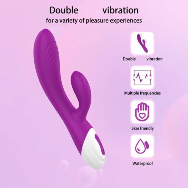 Vibrator Heating G Spot Powerful Dildo Women Rabbit Vibrator Dual Vibration Clitoris Vagina Massage for Women Masturbators Adult Sex Toys(Red) - Image 2