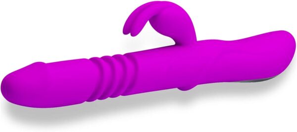 LeLuv Rechargeable Rabbit Vibrator Thrusting and Rotating Purple Smooth Silicone - Image 5