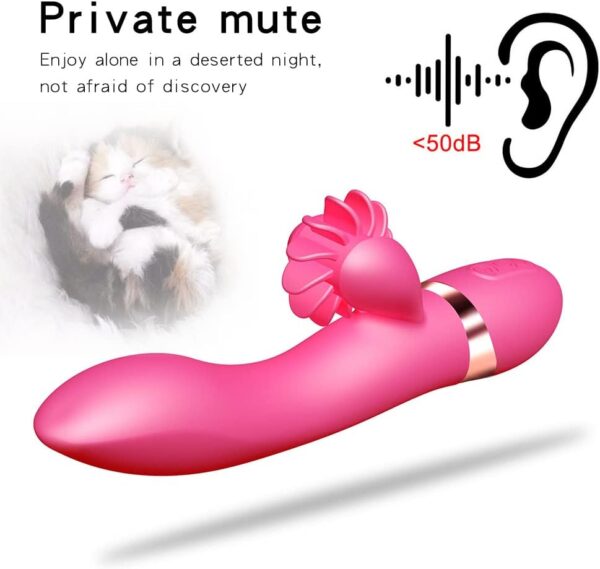 Vibrator Massager G Spot Clitorals Stimulator - 7-frequency vibration+7-frequency roller tongue licking modes, Quiet Waterproof Vibrator, Adult Sex Toys for Women (Pink) - Image 5