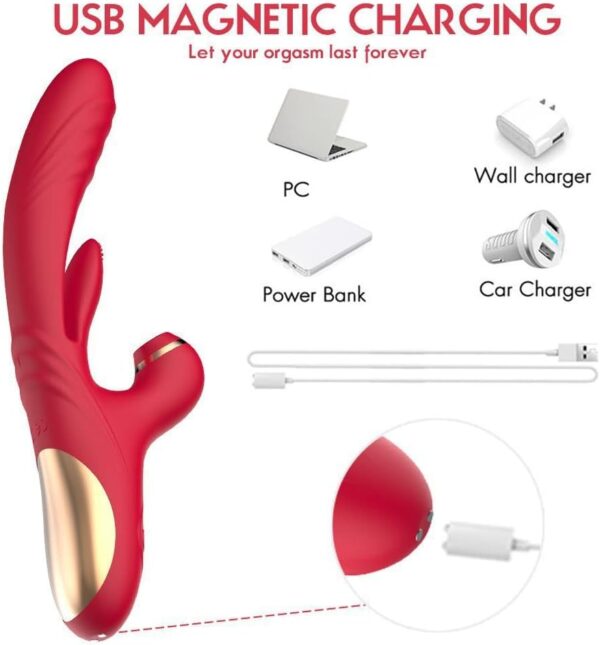 Flapping Vibrator Massager for Women: G Spot Rabbit Vibrator with 7 Vibration 7 Sucking Modes, Waterproof Clitoralis Stimulator, Rechargeable Adult Sex Toys for Women-Red - Image 7