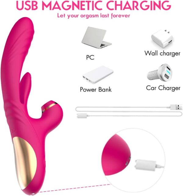 1" Stretch Beaded Thrusting Rabbit Vibrator, G Spot Vibrator with Independent Clitoral Stimulator, Sex Toys for Women (Red) - Image 6