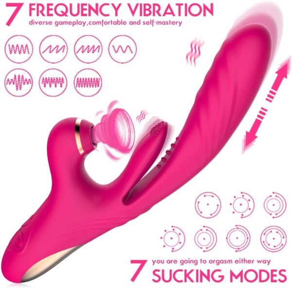 1" Stretch Beaded Thrusting Rabbit Vibrator, G Spot Vibrator with Independent Clitoral Stimulator, Sex Toys for Women (Red) - Image 4