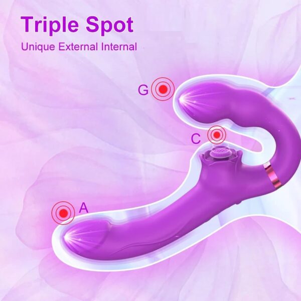 Vibrator 2 in 1 Flapping G Spot Dildo Vibrator for Women Control Clitoris Vaginal Massage Women Masturbator Adult Sex Toys Vibrator(Purple) - Image 2