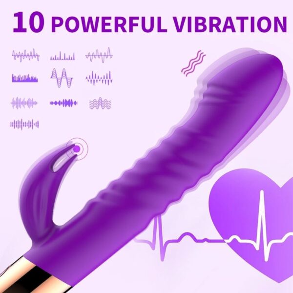 Vibrator Powerful Rabbit Vibrator Heating G Spot Dildo Vibrator Anal Clit Massage Women Masturbation Sex Toys for Woman(Purple) - Image 4