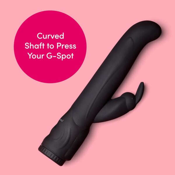 Lovehoney Power Play Rabbit Vibrator - 5.5 Inch Curved G Spot Vibrator for Women - 7 Patterns & 3 Speeds - Silicone Dual Stimulation Adult Sex Toy - Waterproof - Black - Image 3