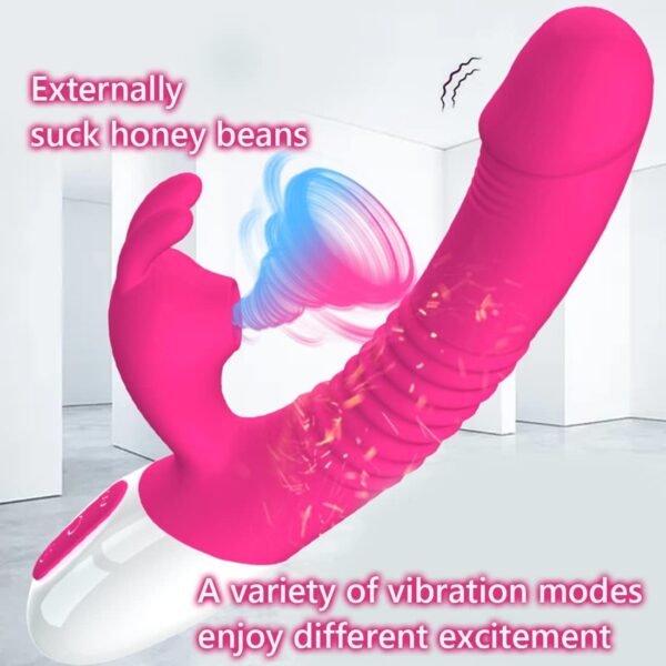 2022 New G-spot Rabbit Vibrator Female Penis, Rabbit Ear Licking Tongue Clitoris Stimulator Vibrating Penis Adult Sex Toy & Couple Game Multiple Vibration Modes can be Charged and Heated (B/Red) - Image 4