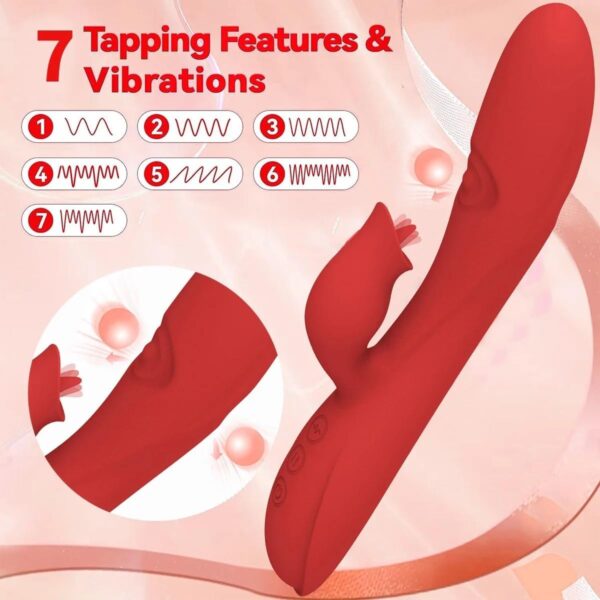 Vibrator Powerful 7-Frequency Tongue Licking and Slapping Vibrator Three-Point Vibration Vaginal Massage Clitoral G-spot Rabbit Vibrator Adult Sex Toy - Image 4