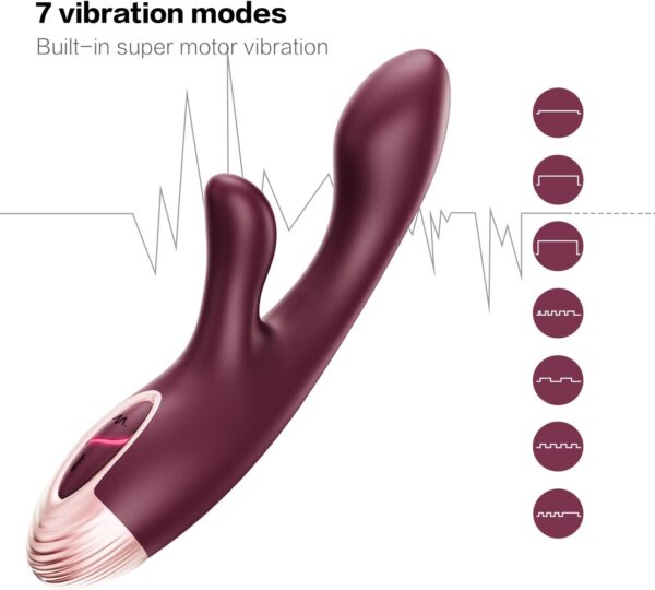 G-spot Rabbit Vibrator by ROSE RAIN, Heating Rechargeable Waterproof Wand Massager - Image 3