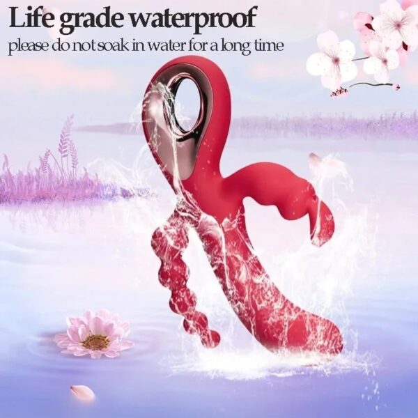 Vibrator Powerful 10 Modes G Spot Dildo Rabbit Vibrator for Women Massage Waterproof Women Vagina Clitoris Anal Massage Vibrator(Red) - Image 4