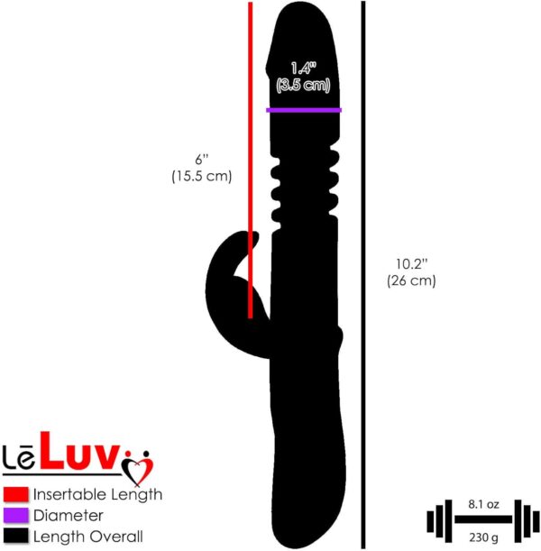 LeLuv Rechargeable Rabbit Vibrator Thrusting and Rotating Purple Smooth Silicone - Image 6