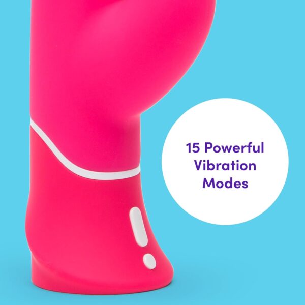 Lovehoney Happy Rabbit Vibrator - 5.5 inch Silicone Vibrating Dildo - Clit Stimulator & G Spot Dildo - 15 Vibration Modes - Quiet Vibrator for Women - Rechargeable & Waterproof Adult Sex Toy - Pink - Image 3