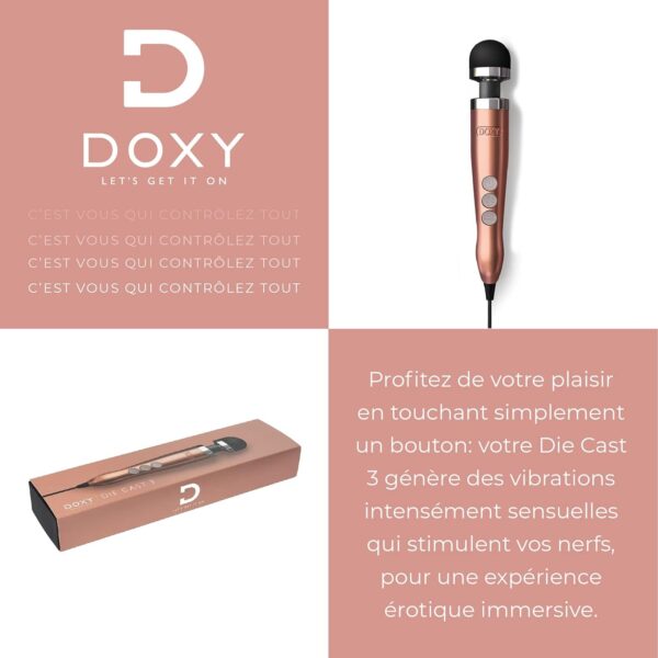 DOXY Die Cast No 3 Adult Toys Sensual Massager - Rose Gold Deep Tissue Massager Sex Toys for Her - Wand Vibrator Back Massager - Sexual Pleasure Tools for Women - World’s Most Powerful Female Vibrator - Image 6