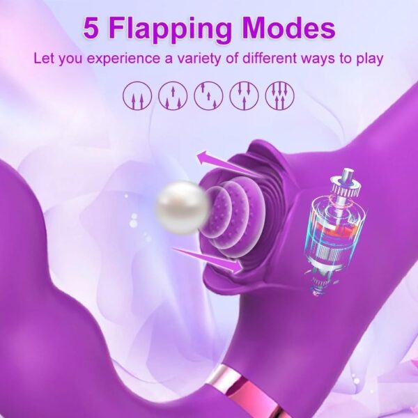 Vibrator 2 in 1 Flapping G Spot Dildo Vibrator for Women Control Clitoris Vaginal Massage Women Masturbator Adult Sex Toys Vibrator(Purple) - Image 5