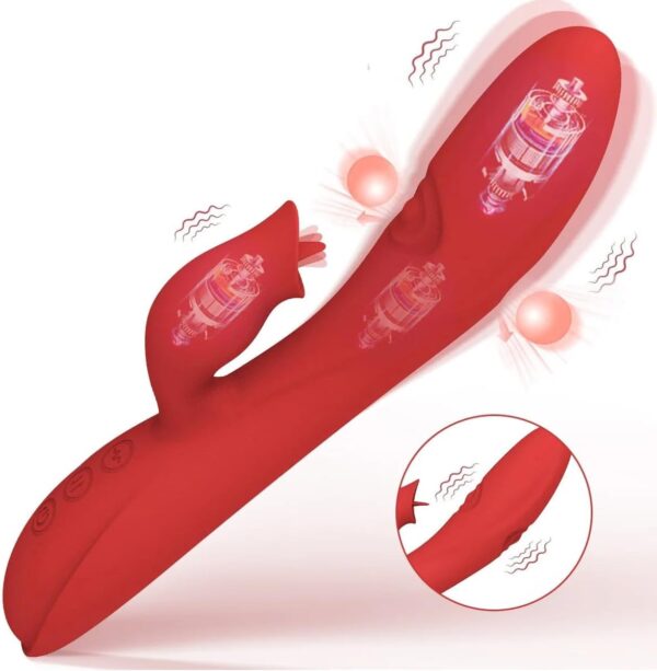 Vibrator Powerful 7-Frequency Tongue Licking and Slapping Vibrator Three-Point Vibration Vaginal Massage Clitoral G-spot Rabbit Vibrator Adult Sex Toy - Image 2