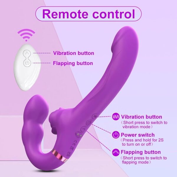 Vibrator 2 in 1 Flapping G Spot Dildo Vibrator for Women Control Clitoris Vaginal Massage Women Masturbator Adult Sex Toys Vibrator(Purple) - Image 7