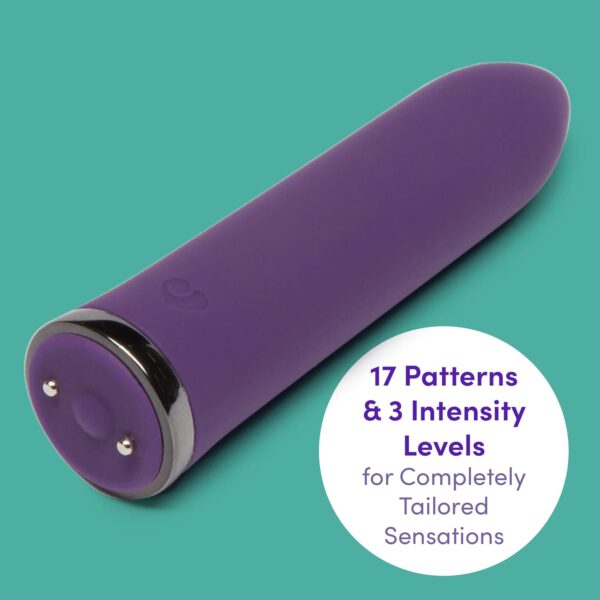 Lovehoney Desire Bullet Vibrator - 3.5 Inch Silicone Mini Bullet Vibrator with Tapered Tip - Multispeed Bullet Vibrator for Women with Storage Case - Rechargeable & Waterproof - Purple - Image 3