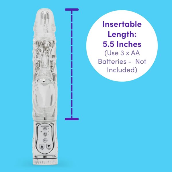 Lovehoney Jessica Rabbit Xtra Rabbit Vibrator - 5.5 Inch Girthy Vibrator for Women with Rotating Beads - 7 Patterns & 3 Speeds - Dual Stimulation Adult Sex Toy - Waterproof - Clear - Image 4