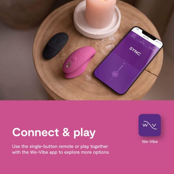 We-Vibe Anniversary Collection App Control Sync 2 Pink Couples Vibrator & Quiet Tango X Blue Massage Bullet Vibrator - Couples Sex Toys Bundle - Image 4