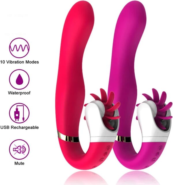 USB fast charging and IPX6 waterproof The right silicone G-spot vibrator for you, tongue licking dildo vibrator with 12 vibration modes and 12 tongue frequency modes clitoral vibrator sex toy for wome - Image 2