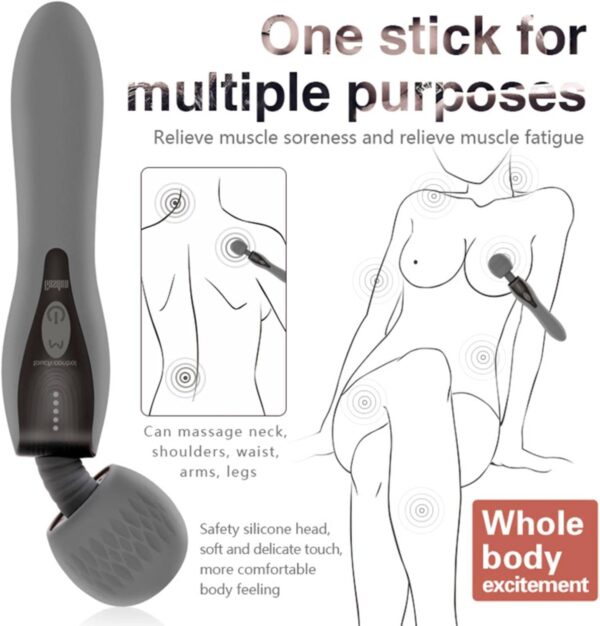 Vibrator for Women Double Ends G Spot Clitoral Vibrator 2 in 1 Nipple Clitoris Vagina Stimulation Vibrator Rechargeable Female Massager Adult Orgasm Sex Toys for Women Fun 5 Speeds & 5 Vibration - Image 3