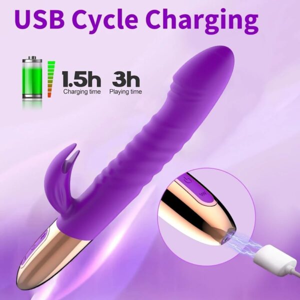 Vibrator Powerful Rabbit Vibrator Heating G Spot Dildo Vibrator Anal Clit Massage Women Masturbation Sex Toys for Woman(Purple) - Image 5