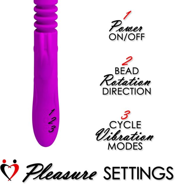 LeLuv Rechargeable Rabbit Vibrator Thrusting and Rotating Purple Smooth Silicone - Image 3