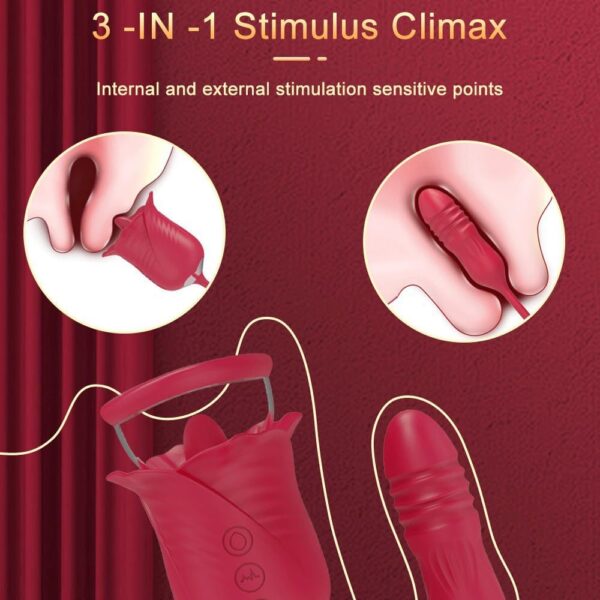 Female Vibrator, Sucking Vibrator, G-Spot Vibrator, Dildo Vibrator for Women with 10 Suction and Vibration Patterns, Adult Sex Toys, Red Clitoral Vibrator (Telescopic Version) - Image 8