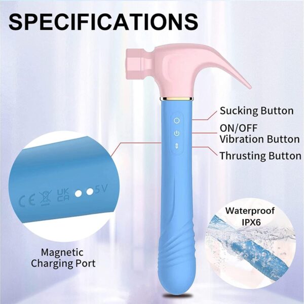 Hammer Vibrator Sex Toys, G Spot Vibrator with 7 Sucking & Thrusting 10 Vibration Modes, Thrusting Vibrator for Stimulator, Personal Massager for Women Adult Toys (Pink) - Image 4