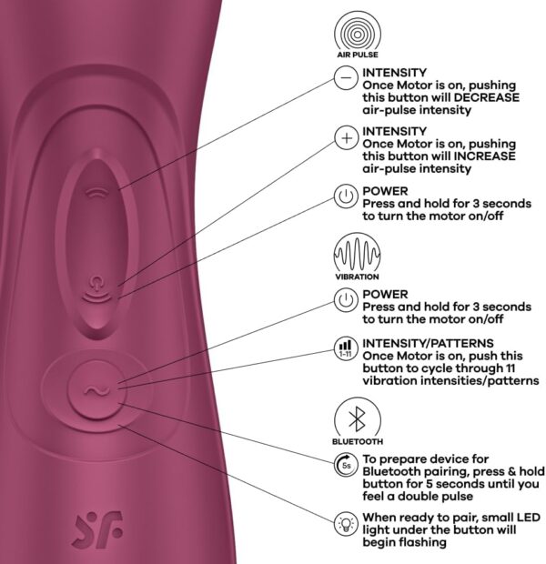 Satisfyer Pro 2 Generation 3 App Control - Air-Pulse Clitoris Stimulating Vibrator with Liquid-Air Technology - Non-Contact Clitoral Sucking Sex Toy for Women, Waterproof, Rechargeable (Wine Red) - Image 2