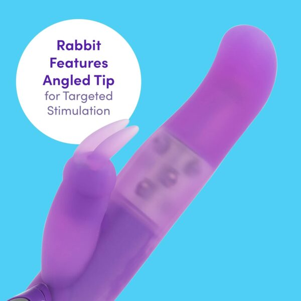 Lovehoney Dream Rabbit Vibrator - 5.5 Inch Silicone Curved G Spot Vibrator for Women with Rotating Beads - Dual Stimulation Adult Sex Toy - Rechargeable & Waterproof - Purple - Image 4