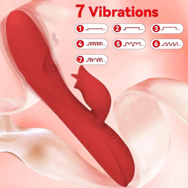 Vibrator Powerful 7-Frequency Tongue Licking and Slapping Vibrator Three-Point Vibration Vaginal Massage Clitoral G-spot Rabbit Vibrator Adult Sex Toy - Image 3