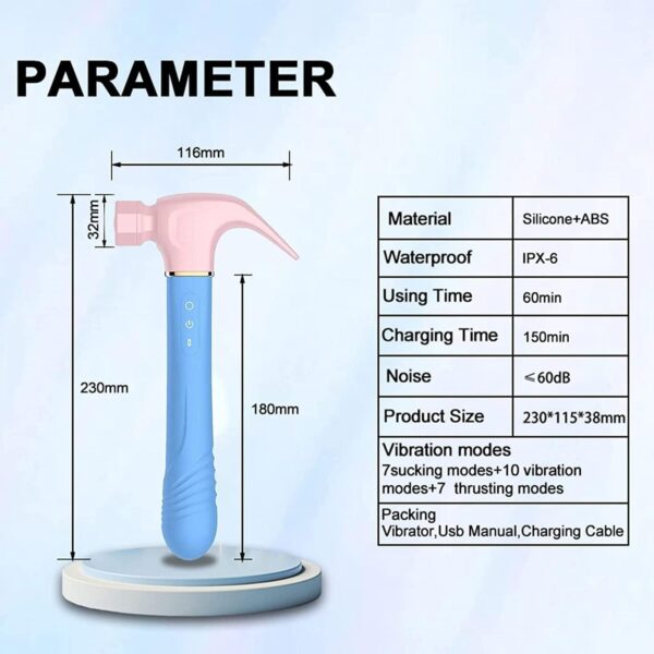 Hammer Vibrator Sex Toys, G Spot Vibrator with 7 Sucking & Thrusting 10 Vibration Modes, Thrusting Vibrator for Stimulator, Personal Massager for Women Adult Toys (Pink) - Image 5